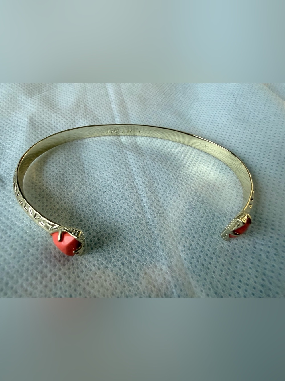 Kendra Scott Gold Cuff Bracelet with Coral Pink Tips